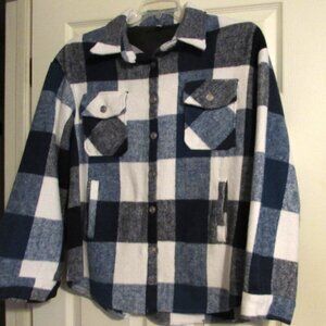 Women's Boutique Flannel Shirt Jacket Bllue Plaid  Size XL